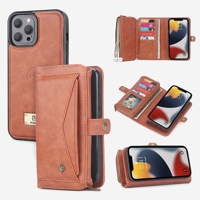 3-In-1 Multifuntional Wristlet Phone Case Wallet For iPhone 15 With Removable Card Holder