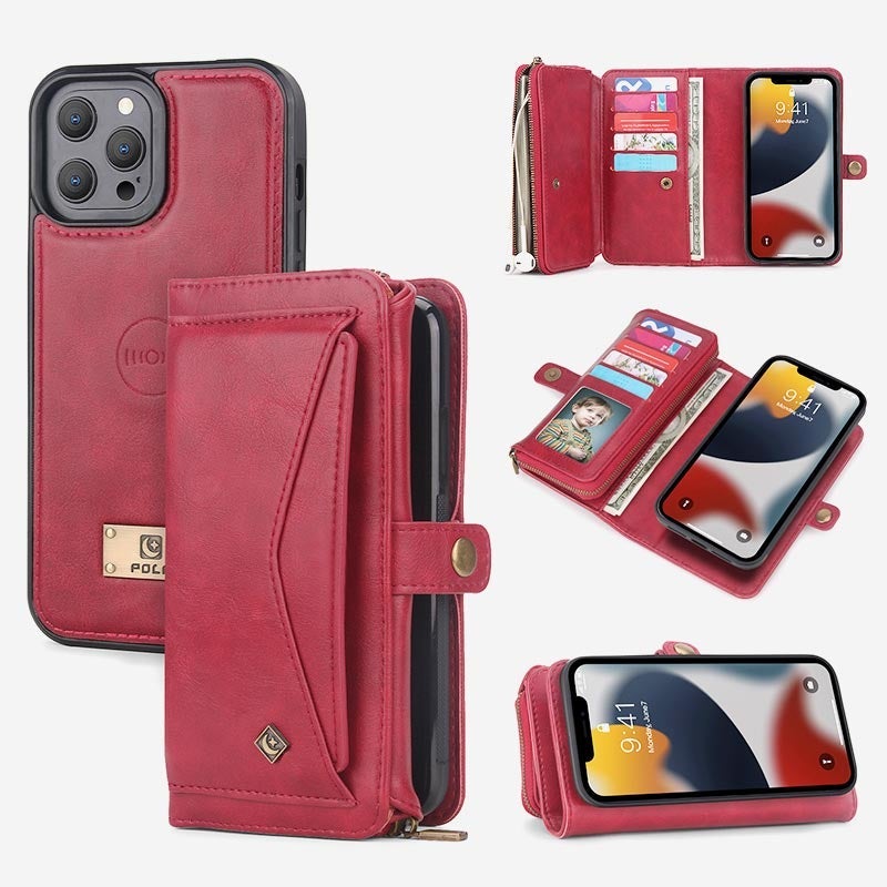 3-In-1 Multifuntional Wristlet Phone Case Wallet For iPhone 15 With Removable Card Holder