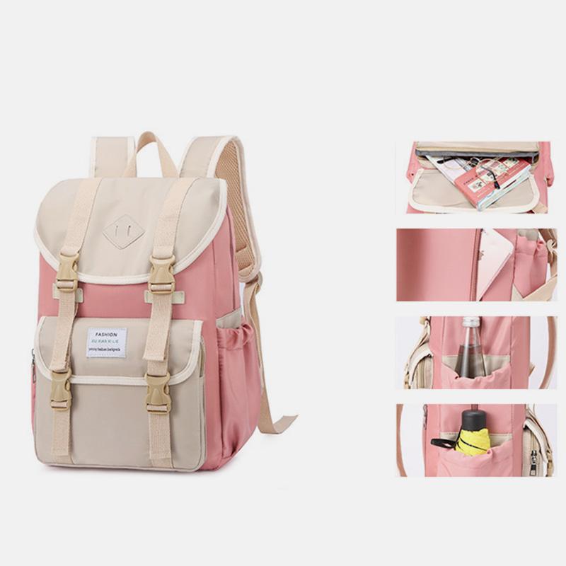 Waterproof Large Capacity Contrast College Style Backpack-popmoca-Backpacks 
