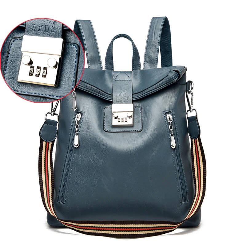 Anti theft Backpack Leather Women Shoulder Bag Popmoca-popmoca-Backpacks 