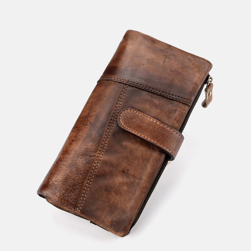 RFID Genuine Leather Long Wallet Purse-popmoca-Wallets & Money Clips 