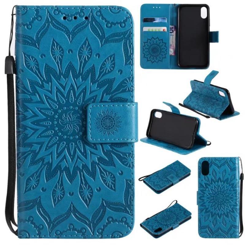 Sunflower Embossed Multi-functional Phone Case Wallet Cell Phone Wallet Purse for iPhone-popmoca-Phone Case Wallet 