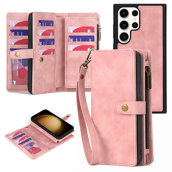Samsung Galaxy S23, S23 Plus, S23 Ultra Phone Case Wallet Card Holder with Wrist Strap