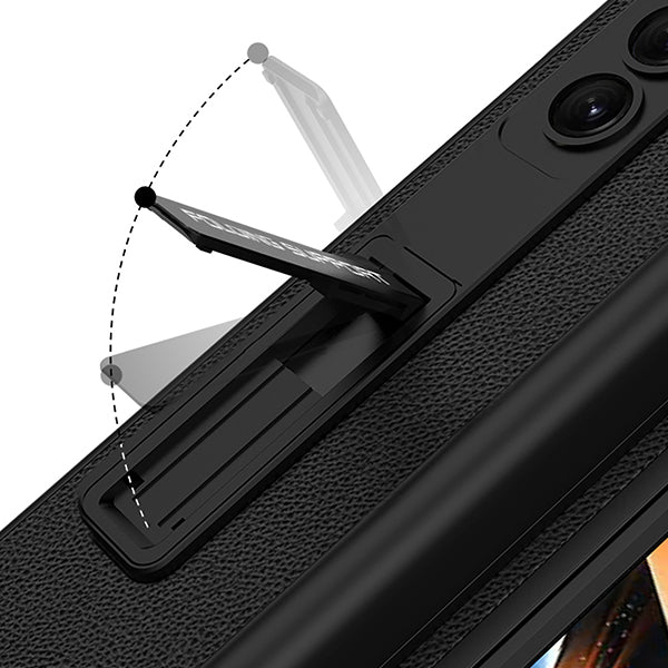 Folding Shell Simple Leather Film Phone Cover with Pen Slot for Samsung Z Fold 5