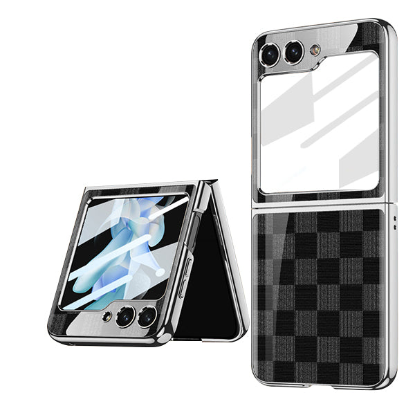 Samsung Galaxy Z Flip 5 Case 9H Glass Electroplated PC Crystal Cover All-Inclusive Shockproof Protective Case
