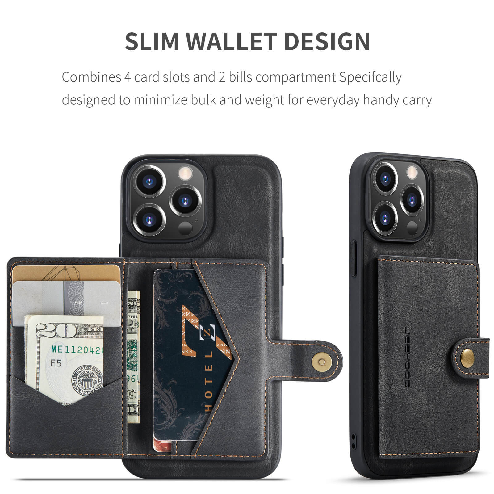 Detachable Magnetic Protective Phone Wallet Case with Multi-Card Slots For iPhone 15,  iPhone 15 Pro,  iPhone 15 ProMax,  iPhone 15 Plus