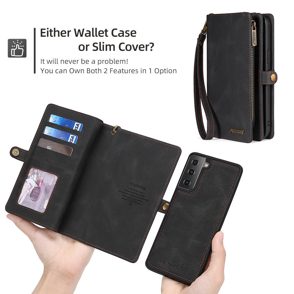 Samsung Galaxy S23, S23 Plus, S23 Ultra Phone Case Wallet Card Holder with Wrist Strap
