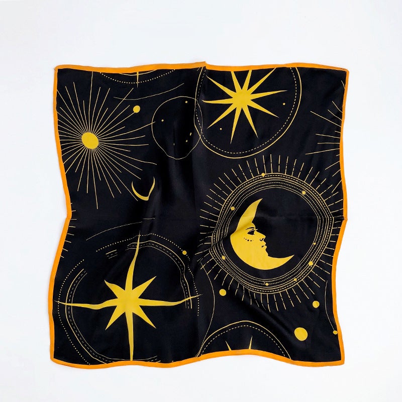 Silk Scarf- Moon And Stars-popmoca-silk scarf 