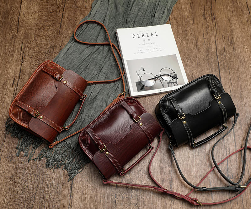 Cordelia Retro Handmade Leather Crossbody Handbag