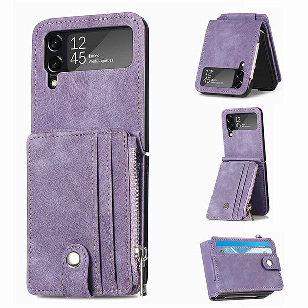 Phone Wallet Case for Samsung Galaxy Z Flip 3 with Detachable Card Holder