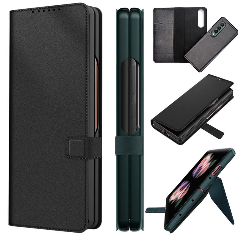 Detachable 2-in-1 Samsung Galaxy Z Fold 3 Magnetic Flip Leather Wallet Case with Card Holder