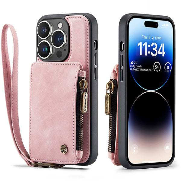 RFID Protective Phone Case Wallet with Card Holder and Wristlet Strap For iPhone 14 Series