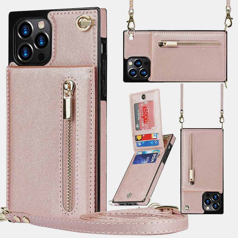 Functional Crossbody Phone Case Wallet with Card Holder For iPhone 13 Series