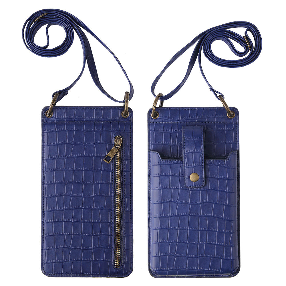 Faux Croc Cell Phone Pouch Cell Phone Wallet Purse with Card Slot & Mirror For iPhone & Samsung