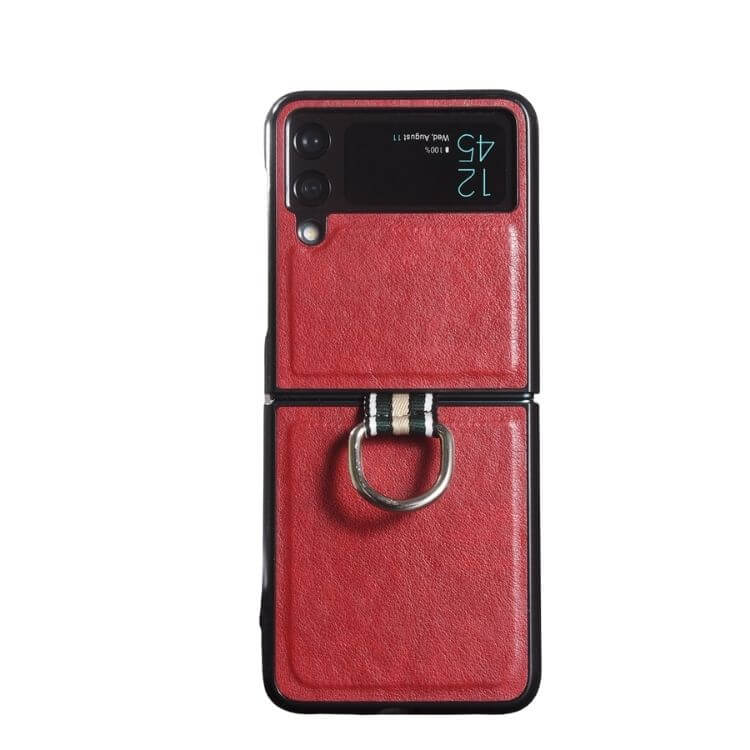 Samsung Galaxy Z Flip 3 Thin Leahter Case with Ring Holder