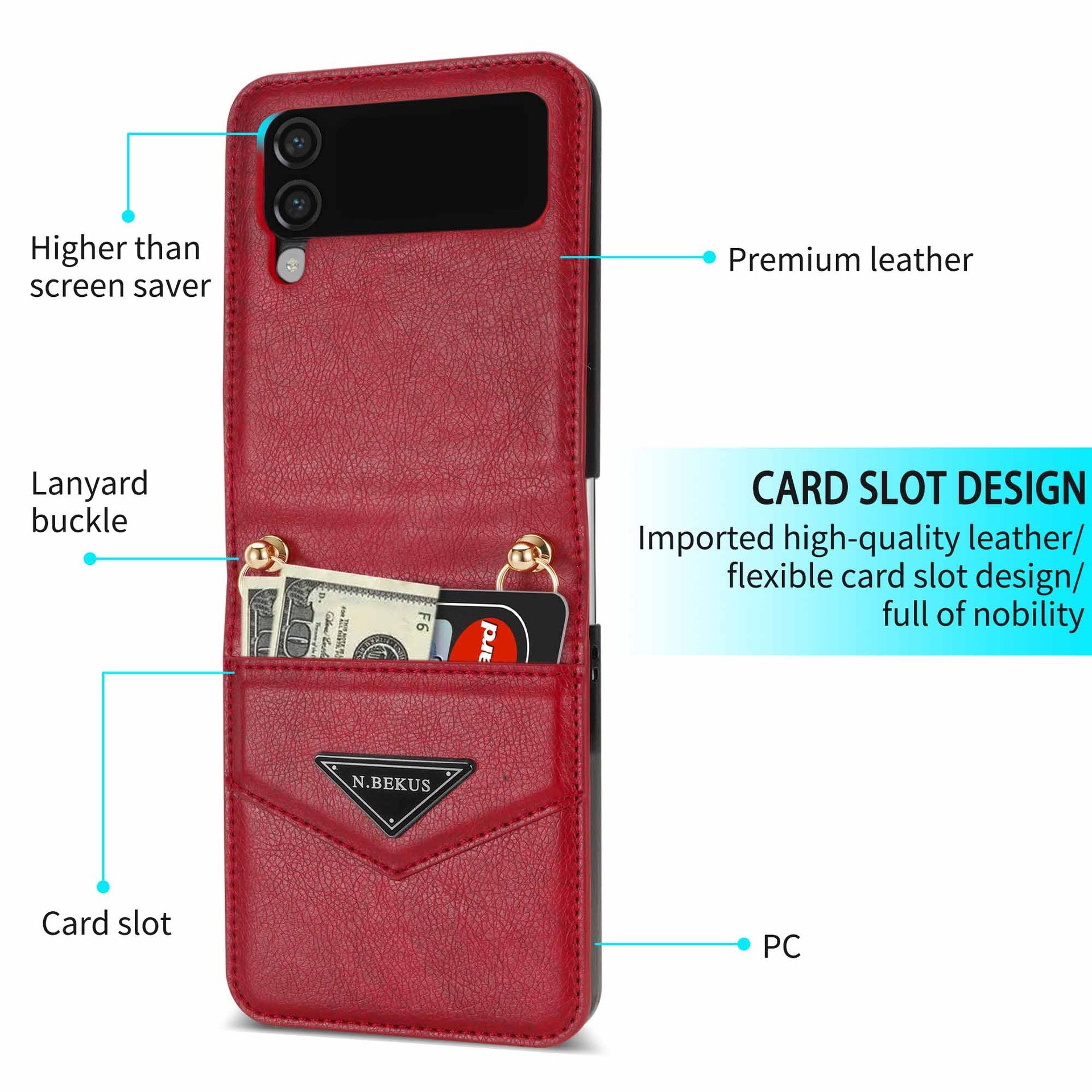 Samsung Galaxy Z Flip 3, ZFlip 4 Crossbody Phone Case with Card Slot