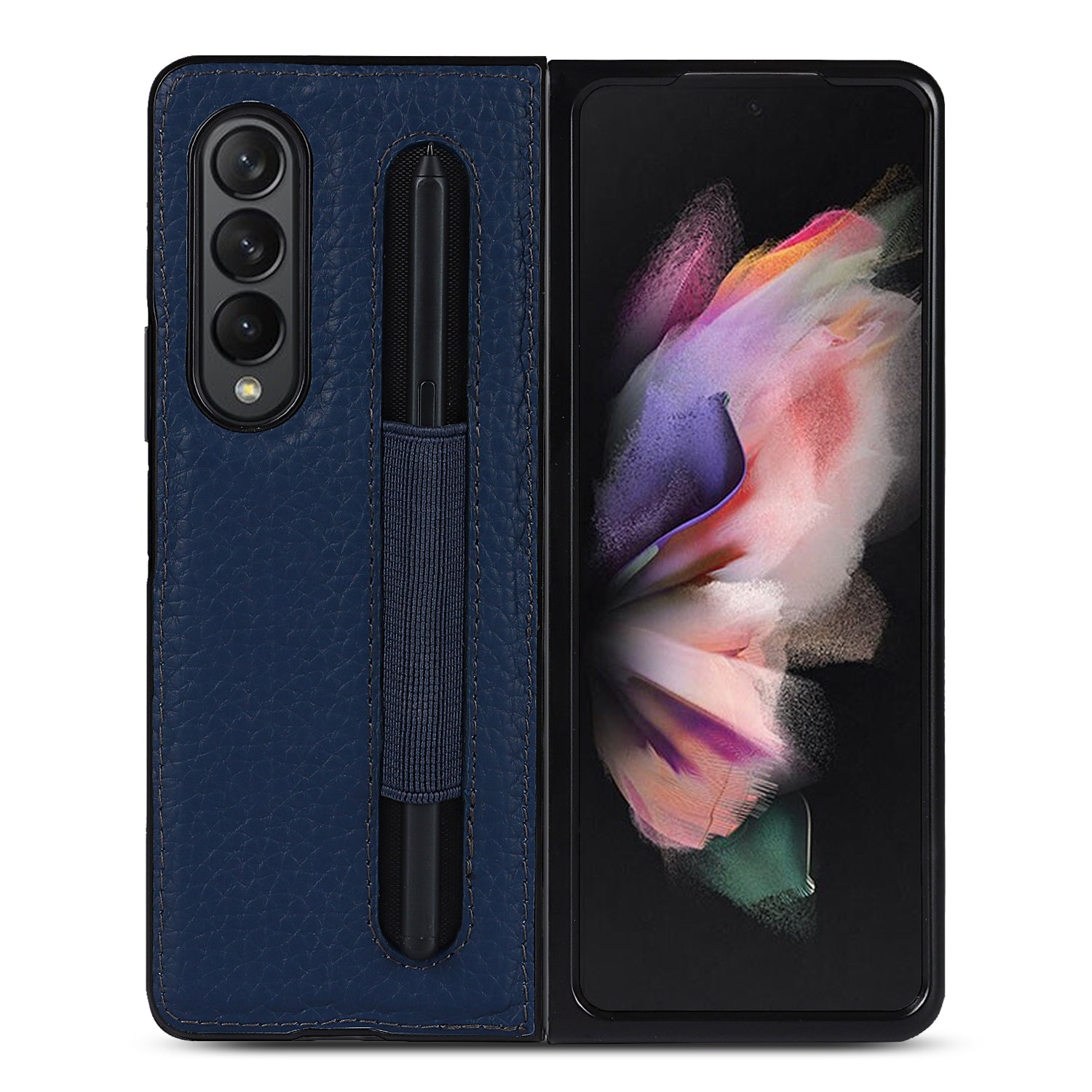Samsung Galaxy Z Fold 3 Pebble Leather Case with S-Pen Holder ( S-pen Not Included)-popmoca-Mobile Phone Cases 