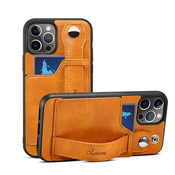 Phone Case Cell Phone Wallet Purse with Card Slot and Wrist Band for iPhone