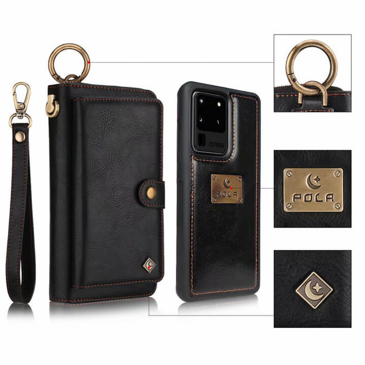 Samsung Galaxy S22 Series Vintage Multi Card Slots Magnetic Phone Case Wallet with Wrist Band/ Strap and Key Ring