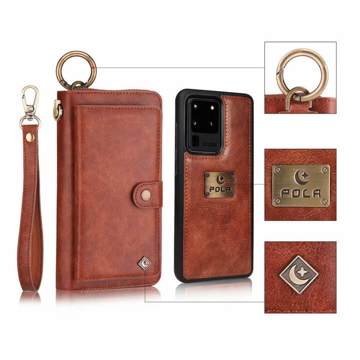 iPhone13 Series Vintage Multi Card Slots Magnetic Phone Case Wallet with Wrist Band/ Strap and Key Ring