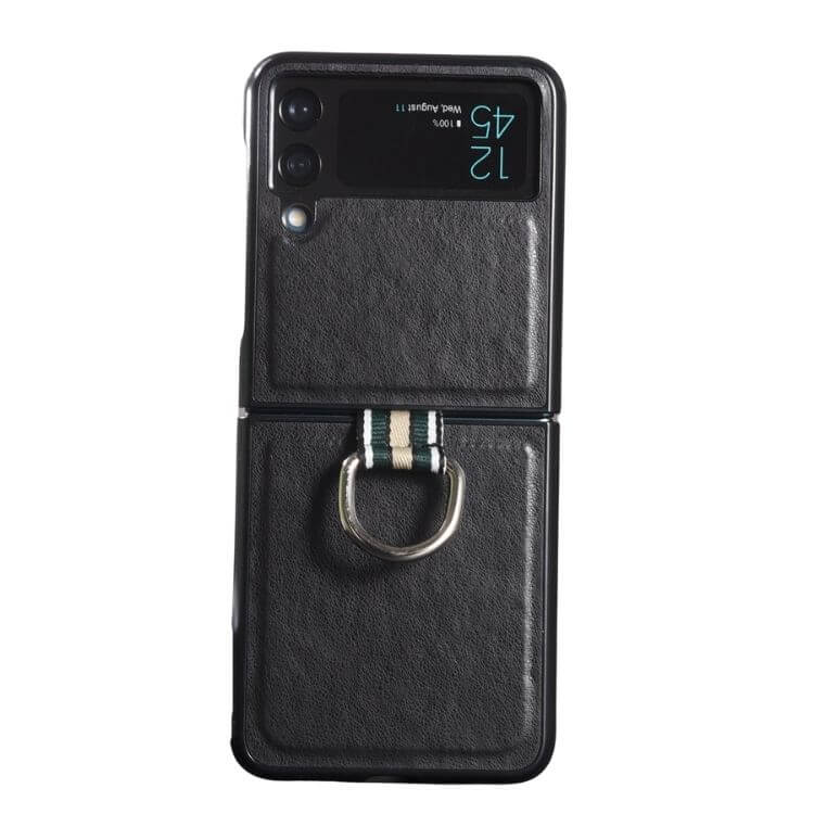 Samsung Galaxy Z Flip 4 Thin Leahter Case with Ring Holder