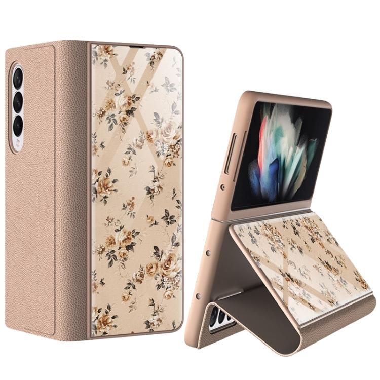 Samsung Galaxy Z Fold 3 Flower Print Full Body Cover Hinge Protection Case