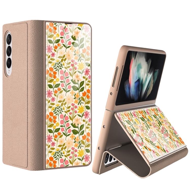 Samsung Galaxy Z Fold 4 Flower Print Full Body Cover Hinge Protection Case