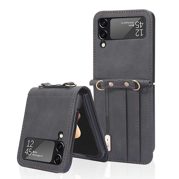 Samsung Galaxy Z Flip 3 Crossbody Leahter Case with 2 Card Slots