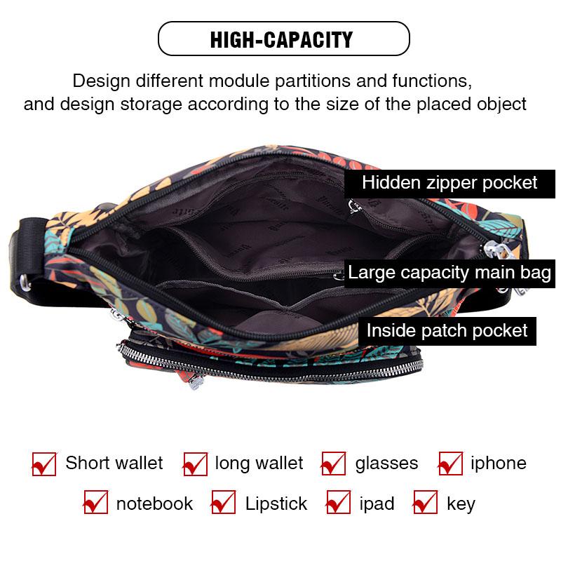 Large Capacity Purse Organizer Nylon Multiple Pockets Handbag