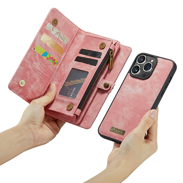 iPhone14 Series Vintage Multi Card Slots Magnetic Phone Case Wallet with Wrist Band