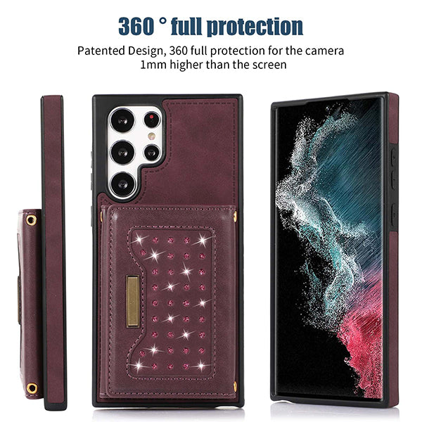 Multi Functional Crossbody Phone Case Wallet with Multi Card Slots For Samsung