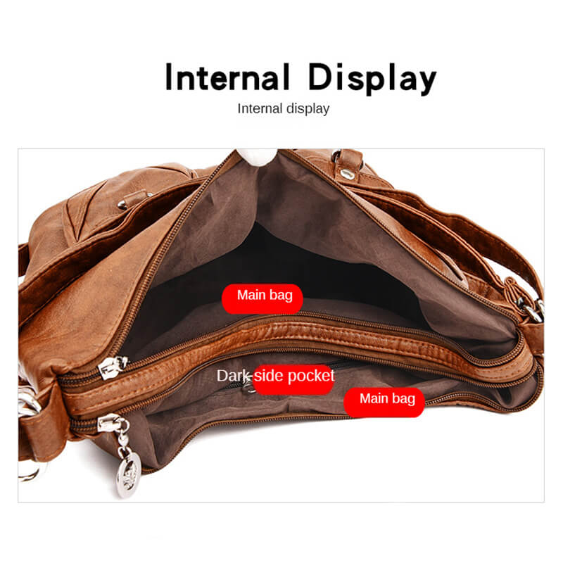 3 in 1 Retro Large Capacity Hobo Soft PU Leather Shoulder Bag Popmoca-popmoca-Handbags 