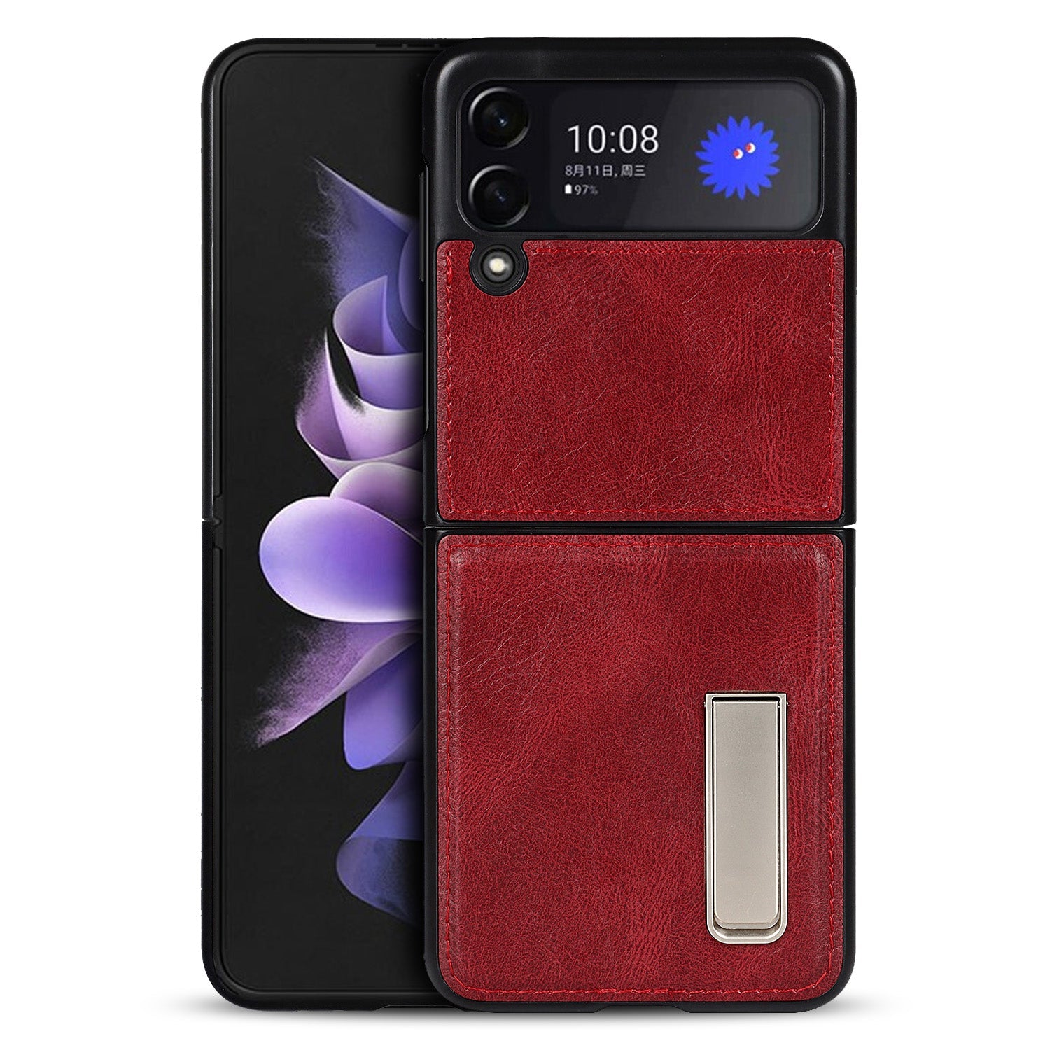 Samsung Galaxy Z Flip 3 Ultra Slim Leather Case with Kickstand-popmoca-Mobile Phone Cases 