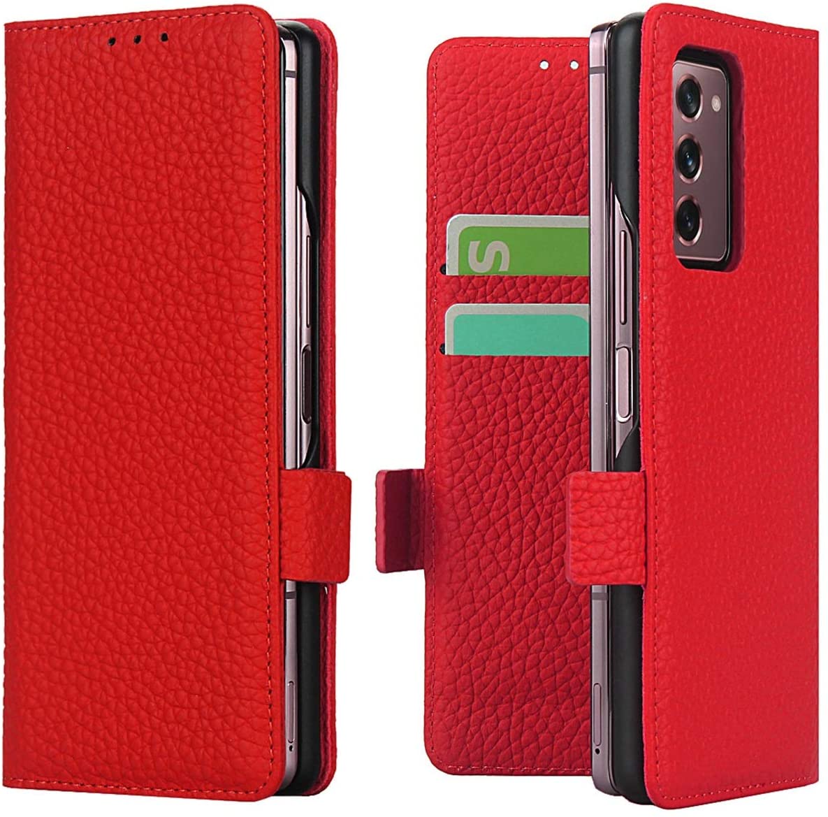Samsung Galaxy Z Fold 2 Genuine Leather Phone Wallet Case with Card Holder-popmoca-Phone Case Wallet 