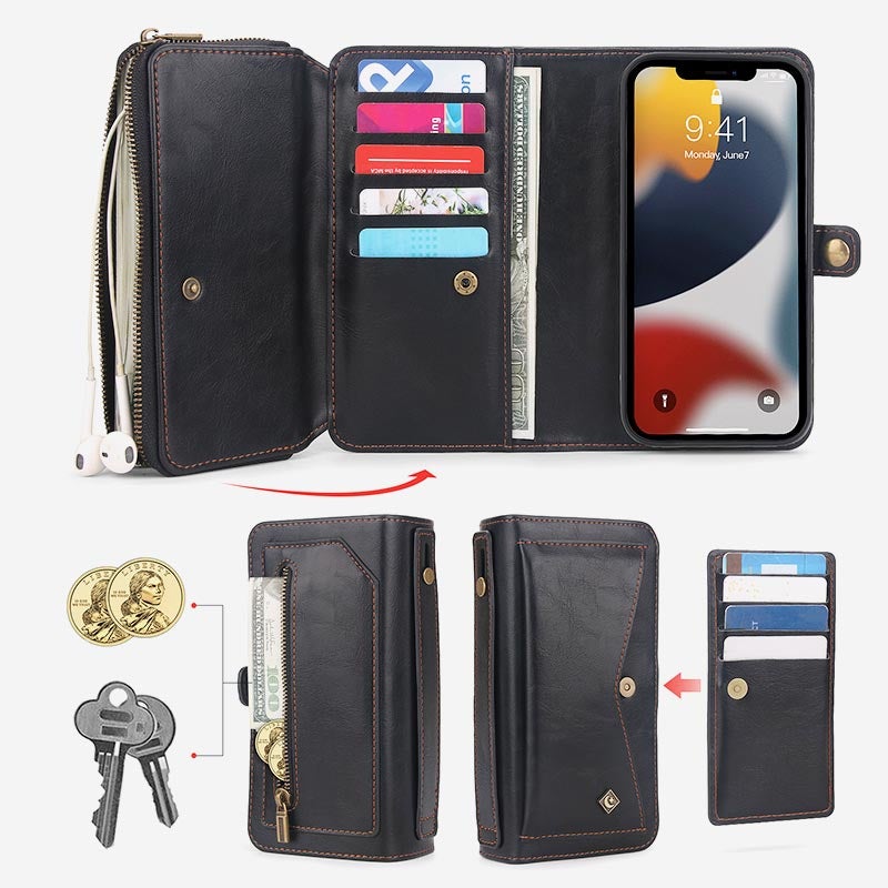 3-In-1 Multifuntional Wristlet Phone Case Wallet With Removable Card Holder For Samsung Galaxy S22, S22 Plus, S22 Ultra