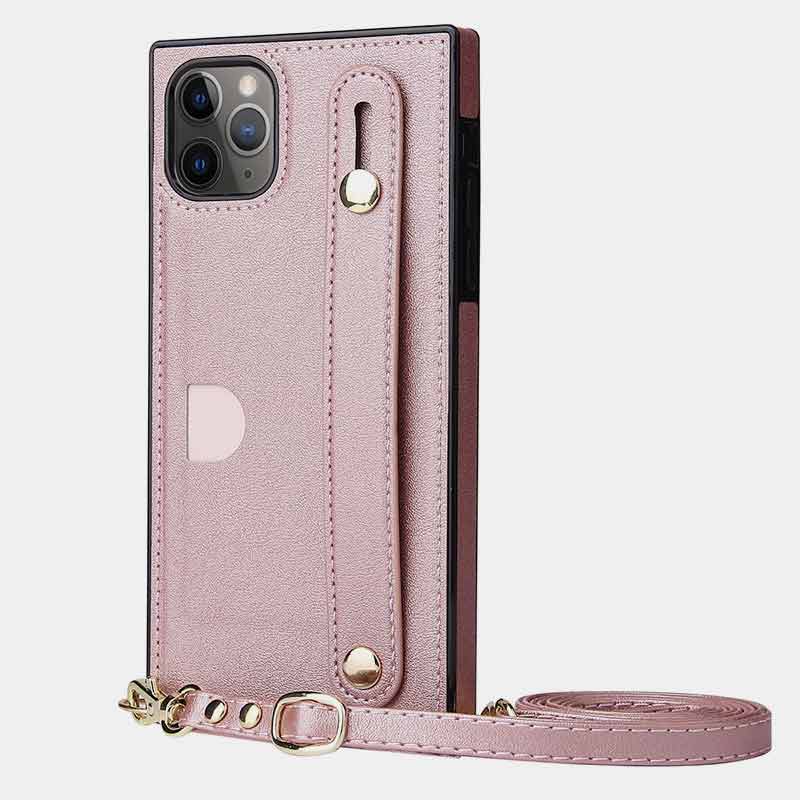 Protective Crossbody Phone Case with Card Holder and Wrsit Band For iPhone