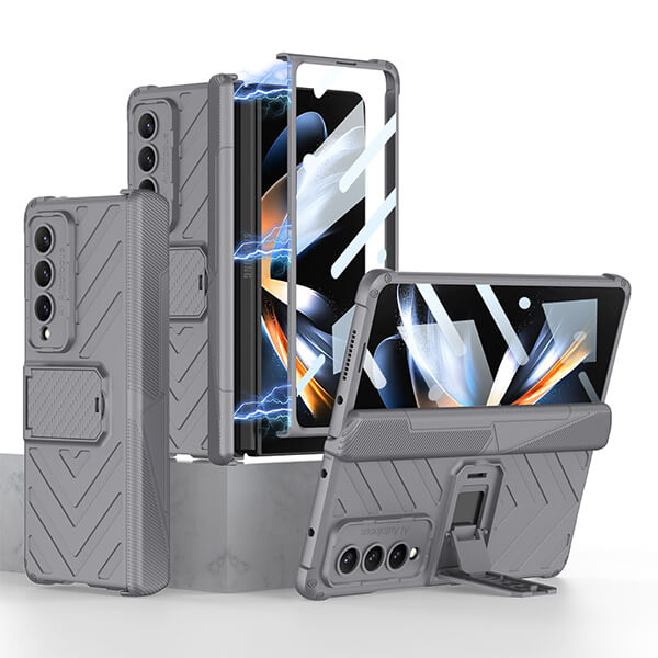 Samsung Galaxy Z Fold 4 Shockproof Case with Magnetic Hinge Protection and Adjustable Kickstand