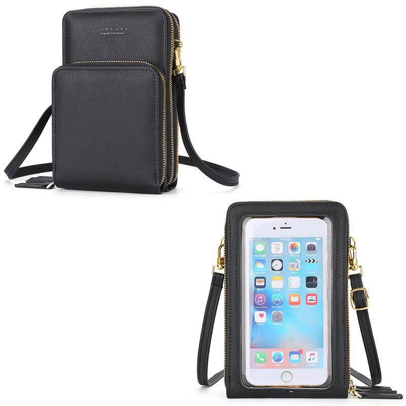 Tri-pocket Touch Screen Cell Phone Crossbody Phone Bag Wallet Cell Pho – popmoca Tri-pocket Touch Screen Cell Phone Crossbody Phone Bag Wallet Cell Pho – popmoca