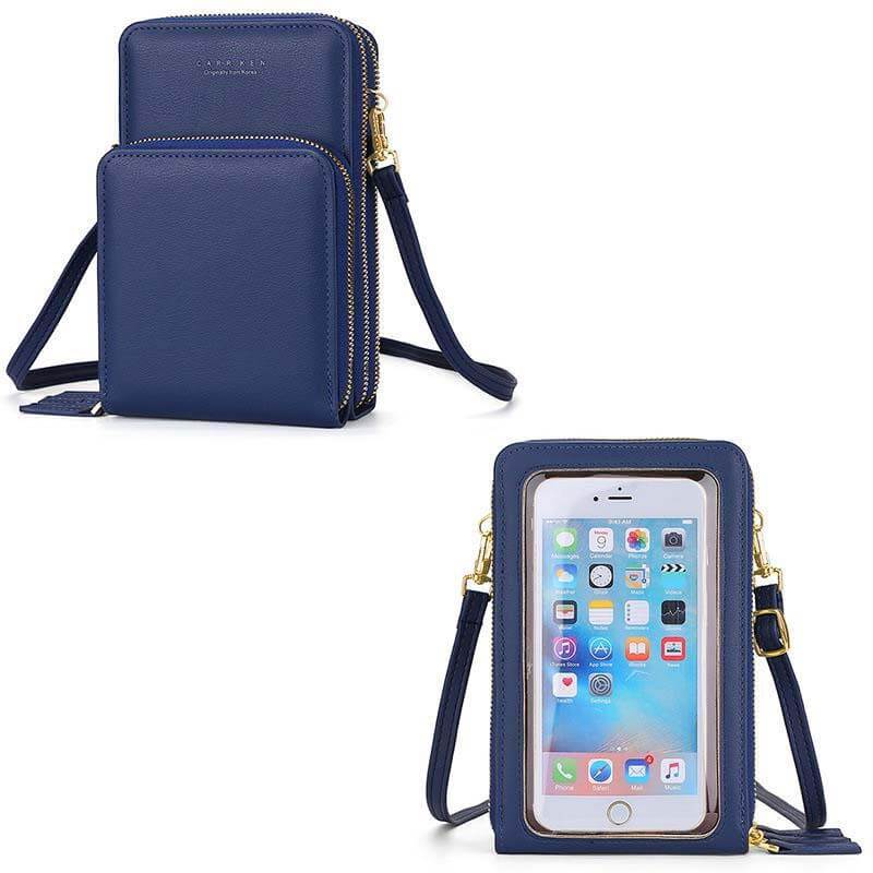 Tri-pocket Touch Screen Cell Phone Crossbody Phone Bag Wallet Cell Phone Wallet Purse-popmoca-Crossbody Phone Bags 
