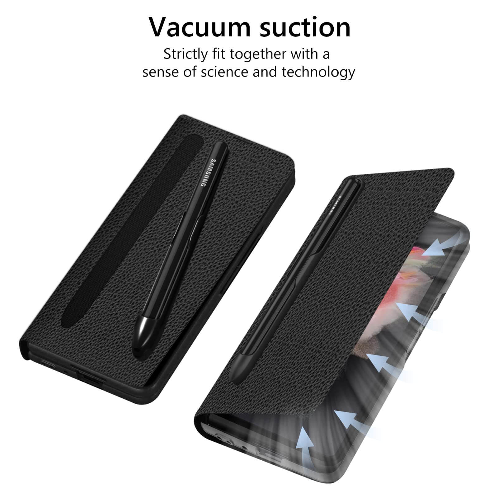 Samsung Galaxy Z Fold 3 Wallet Case with Card Holder and Removable S Pen Slot (S Pen Not Included)