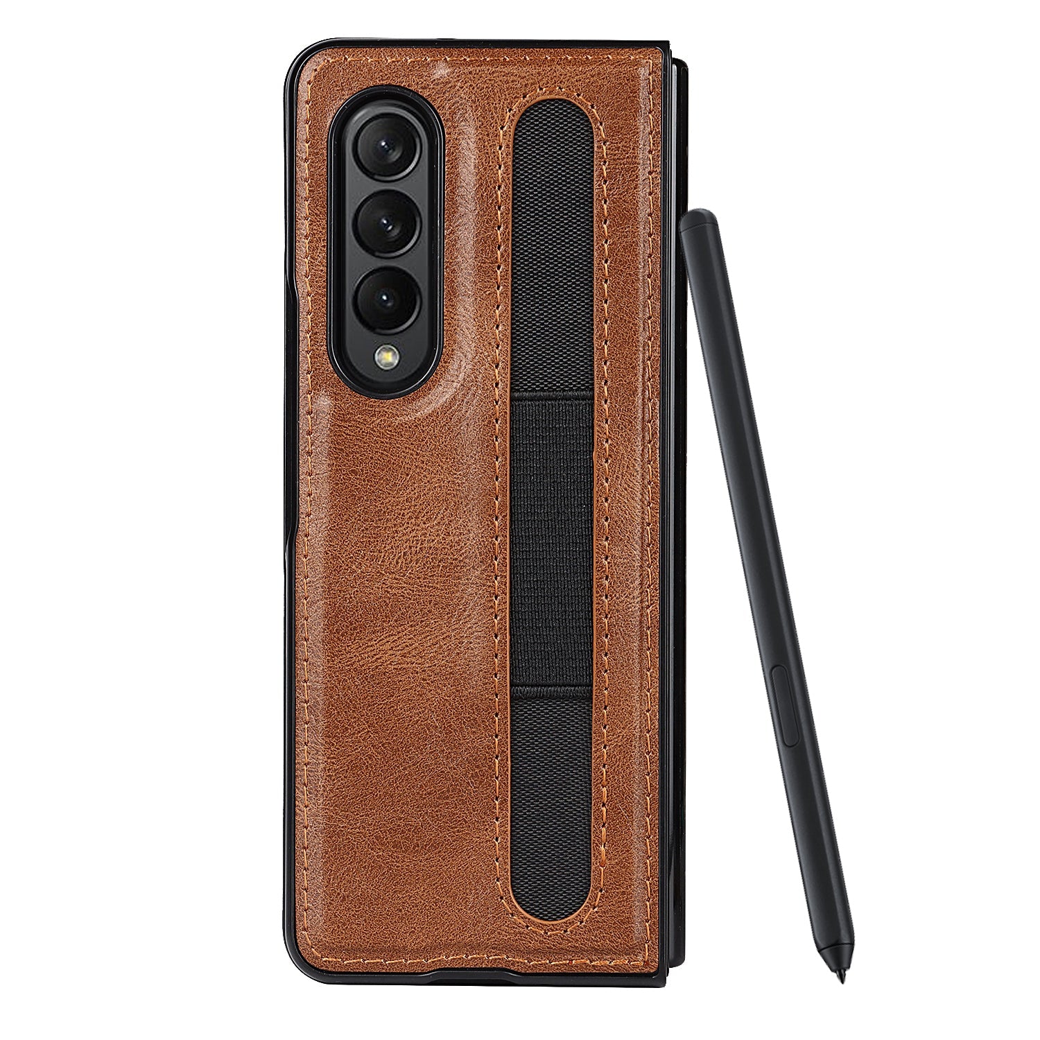 Samsung Galaxy Z Fold 3 Ultra Slim Leather Case with S-Pen Holder ( S-pen Not Included)-popmoca-Mobile Phone Cases 