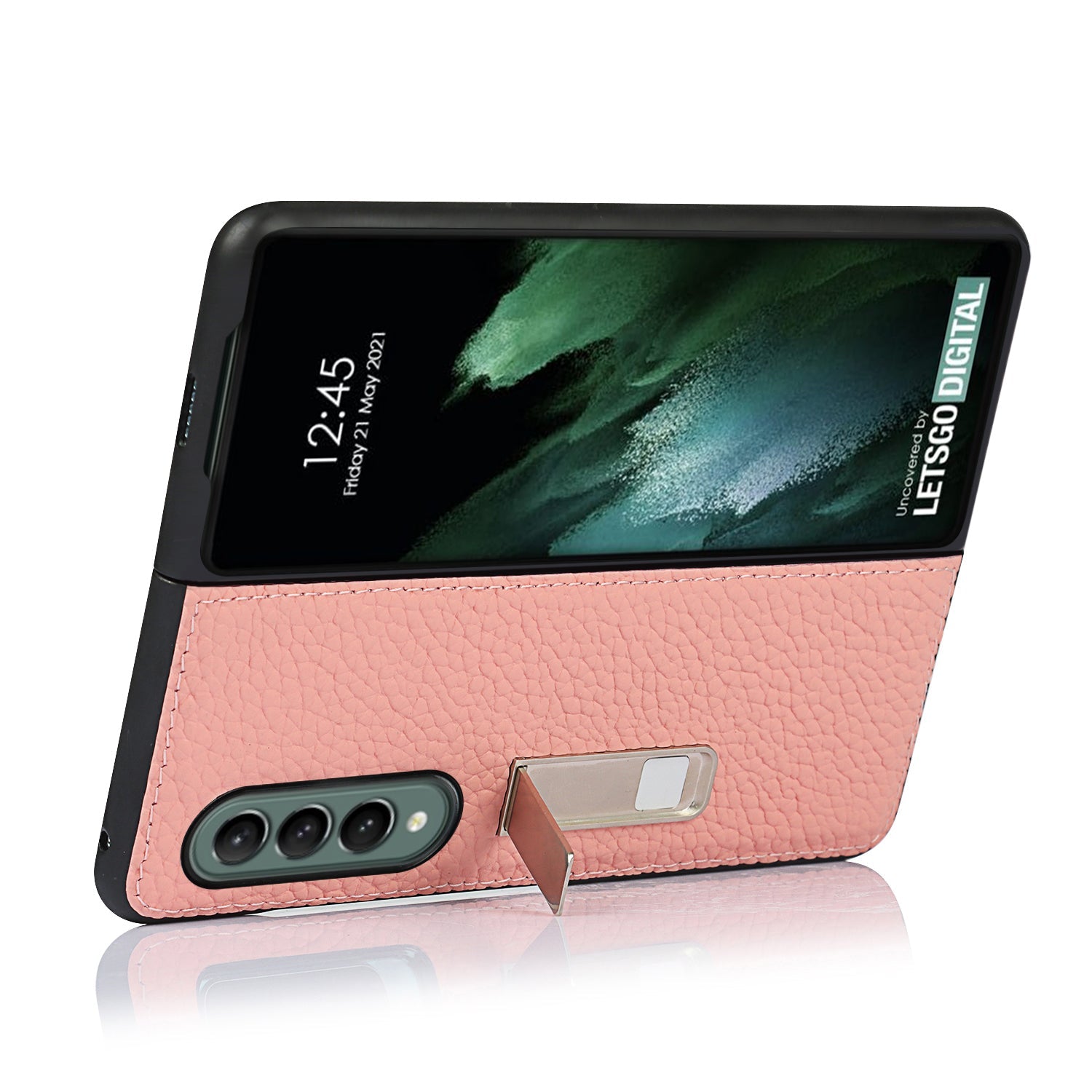 Samsung Galaxy Z Fold 3 Genuine Leather Case with Kickstand-popmoca-Mobile Phone Cases 