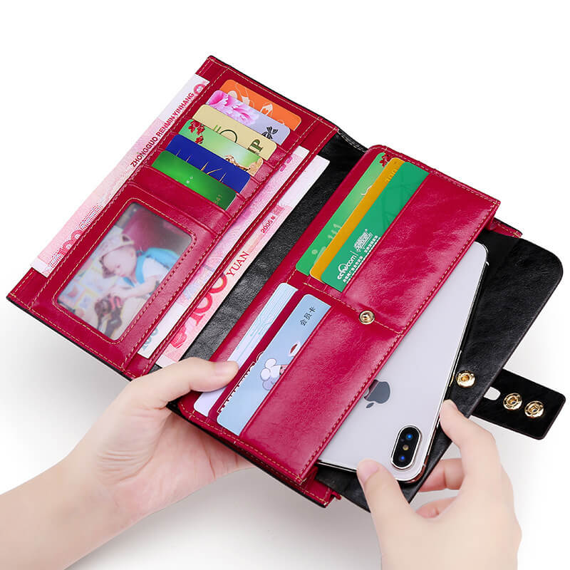Women Genuine Leather RFID Blocking Wallet Card Holder Popmoca-popmoca-Wallets & Money Clips 