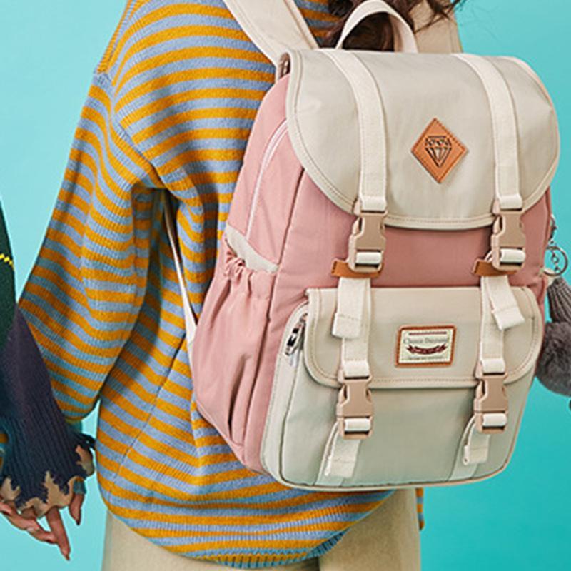 Multicolor Canvas Casual Patchwork Backpack-popmoca-Backpacks 