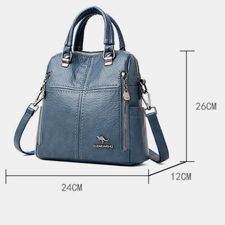 3-in-1 Genuine Leather Multifunctional Large Capacity Elegant Shoulder Bag Crossbody Bag Backpack