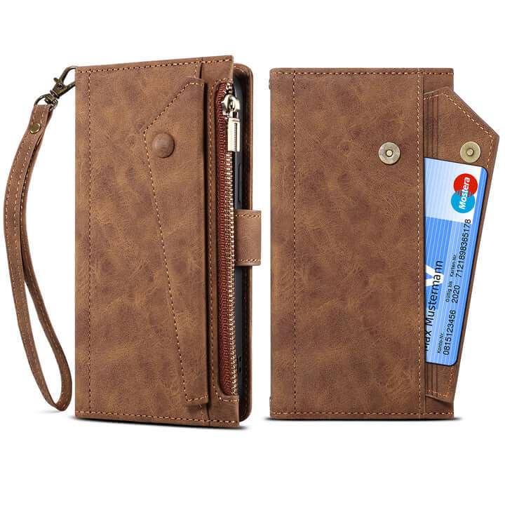 RFID Crossbody Phone Wallet Case with Wrist Strap For Samsung Galaxy S22 S22 Ultra S22 Plus