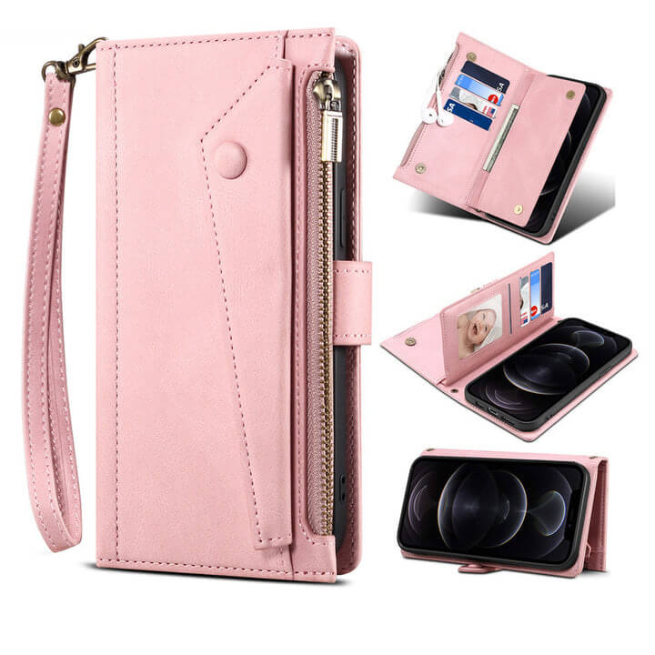RFID Crossbody Phone Wallet Case with Wrist Strap For Samsung Galaxy S22 S22 Ultra S22 Plus