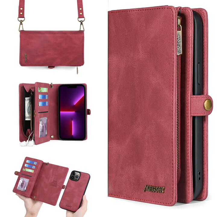 Multi Function Detachable Crossbody Phone Wallet Case With Card Holder For Samsung Galaxy
