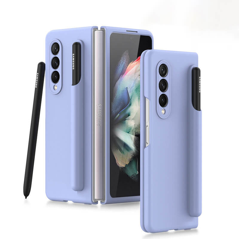 Samsung Galaxy Z Fold 3 Silicone Case with Removable Pen Holder and Protective PC Cover