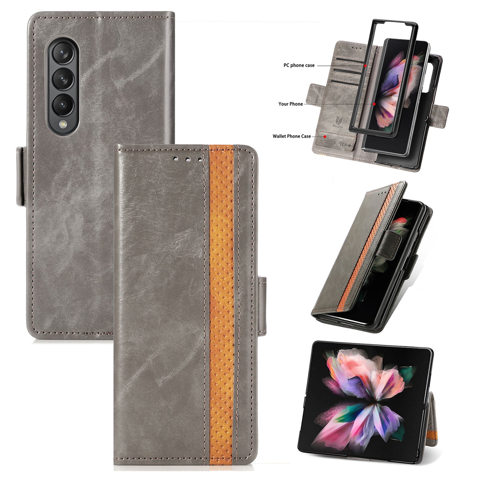 RFID Multi-Functional Phone Wallet Case with Multi-Card Slots for Samsung Galaxy Z Fold 3